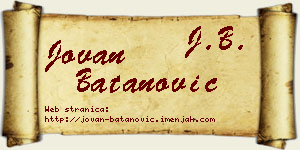 Jovan Batanović vizit kartica